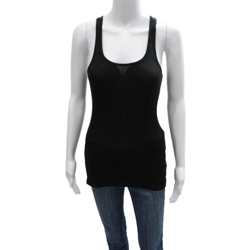 LNA Women Black Cotton Scoop Neck Basic Tank Sleeveless Size L